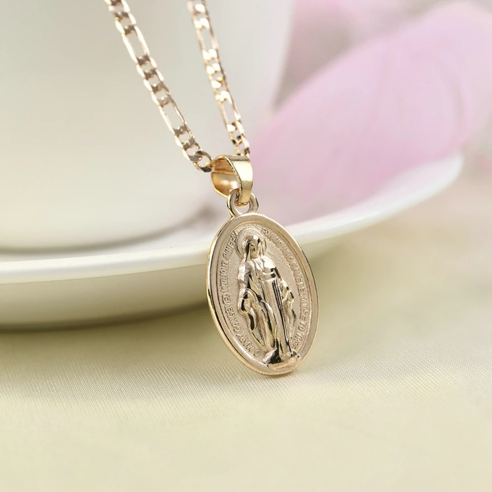 Virgin Mary Necklace, Available in Gold or Silver - Picture 6 of 7